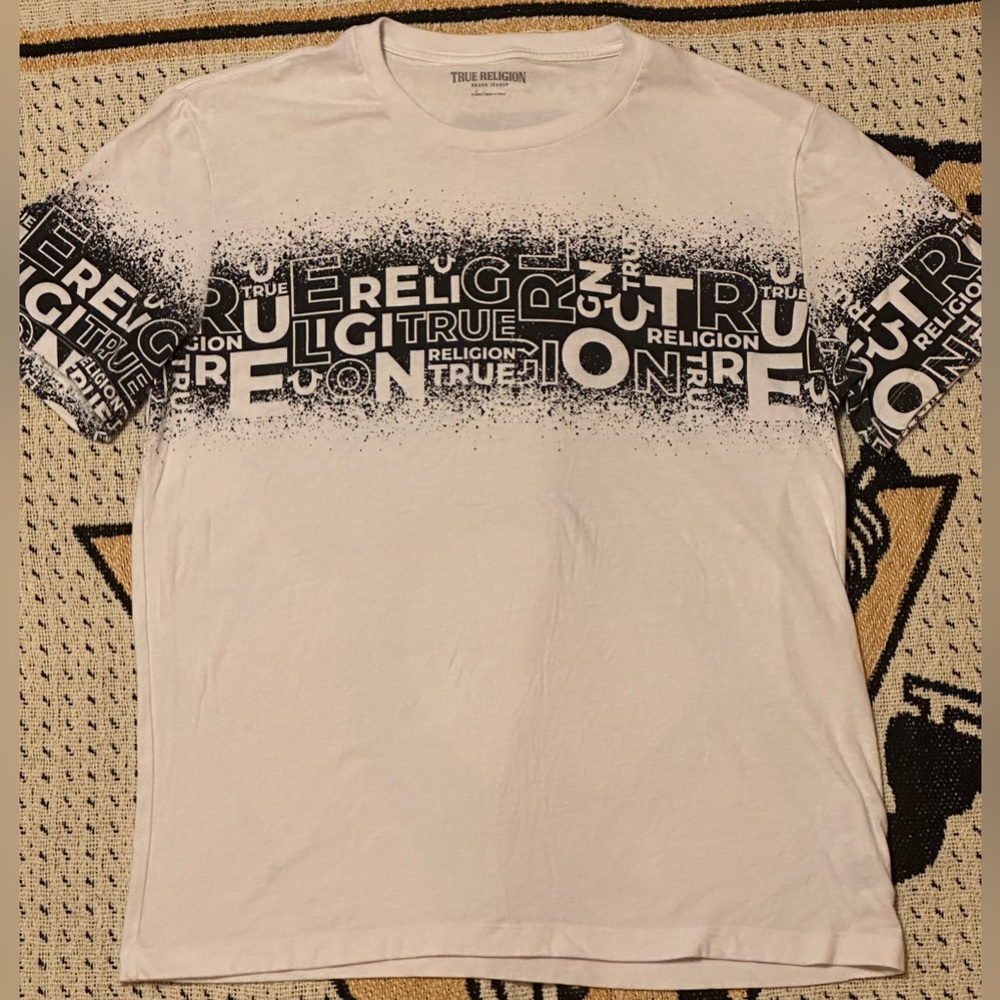 TRUE RELIGION White Shirt W/ Front To Back Print Sz.XL